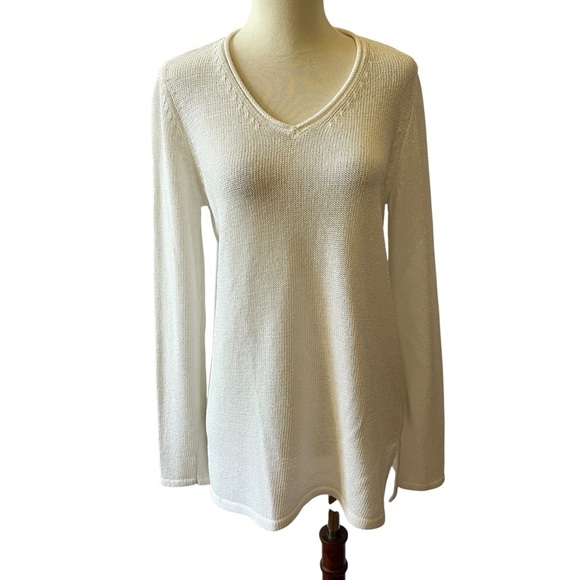 J MCLAUGHLIN CALLUM SWEATER M V NECK HAVANA KNIT YARN RELAXED CASUAL - Picture 2 of 12